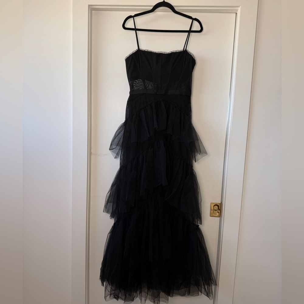 NWT BCBGMaxAzria Long Black Tulle Dress